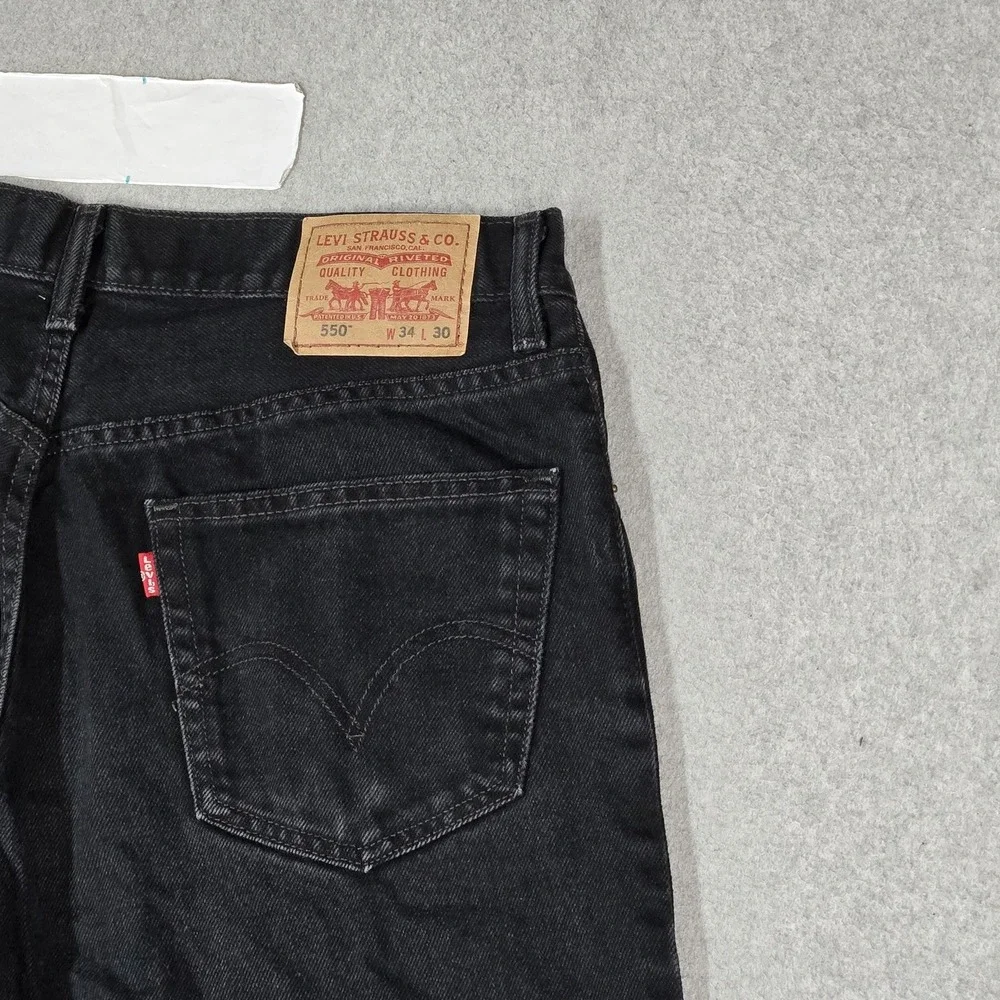 Levi's 550 Men Jeans 34X30 Black Denim Relaxed Fit Straight Baggy Y2K